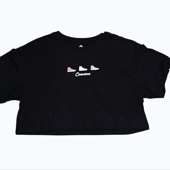 Converse Logo High Tops Graphic Crop T-Shirt - Picture 2 of 5